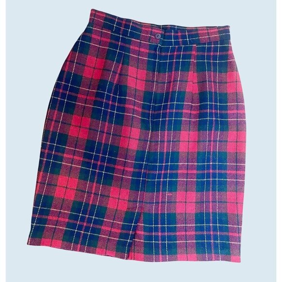 Vintage Casual Corner Plaid Wool Blend Skirt - Picture 4 of 8